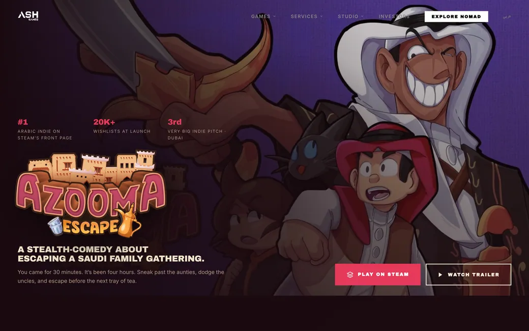 The Azooma Escape game page on the Ash Games website