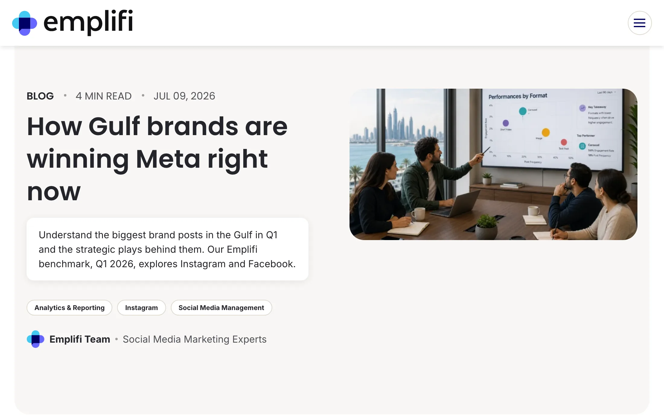 An English article on Emplifi's blog about how Gulf brands win on Instagram and Facebook