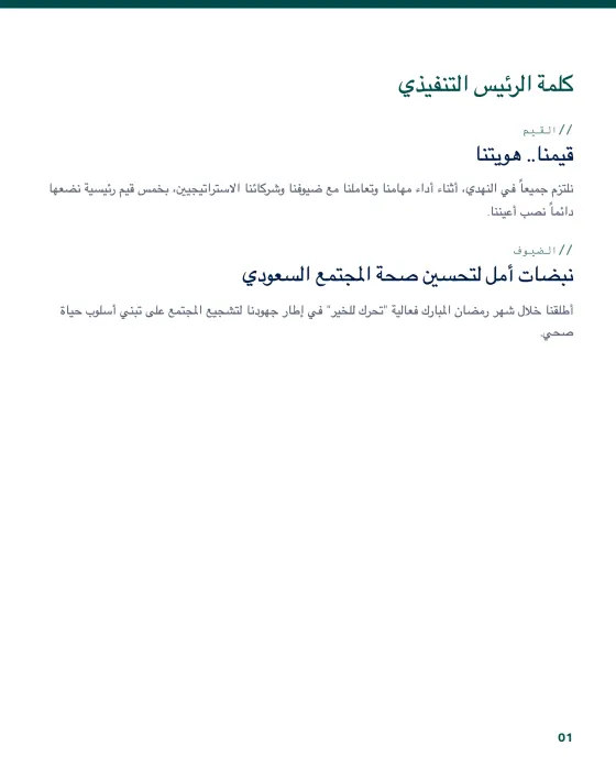صفحة كلمة الرئيس التنفيذي من نشرة النهدي بالعربي